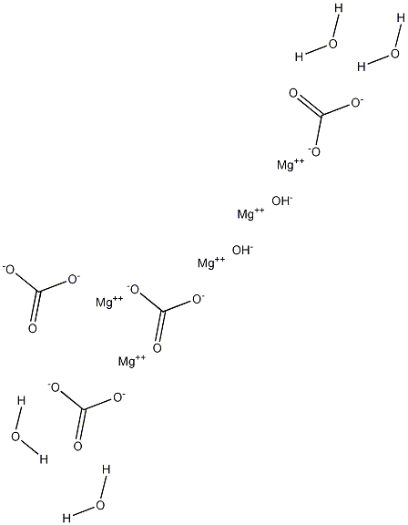 Pentamagnesium dihydroxide carbonate tetrahydrate Struktur