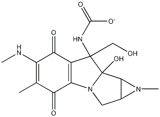 Azirino(2',3':3,4)pyrrolo(1,2-A)indole-4,7-dione, 1,1A,2,8,8A,8B-hexahydro-1,5-dimethyl-8A-hydroxy-8-(hydroxymethyl)-6-(methylamino)-, 8-carbamate Struktur