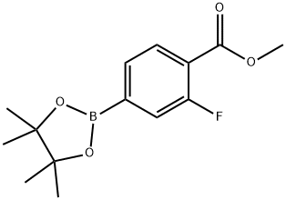 Methyl 2-fluoro-4-(4,4,5,5-tetramethyl-1,3,2-dioxaborolan-2-yl)benzoate Struktur