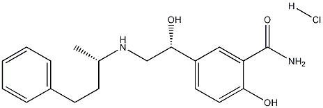 Benzamide, 2-hydroxy-5-(1-hydroxy-2-((1-methyl-3-phenylpropyl)amino)ethyl)-, monohydrochloride, (R,S)- Struktur