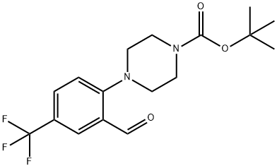 tert-Butyl 4-(2-formyl-4-(trifluoromethyl)phenyl)piperazine-1-carboxylate Struktur