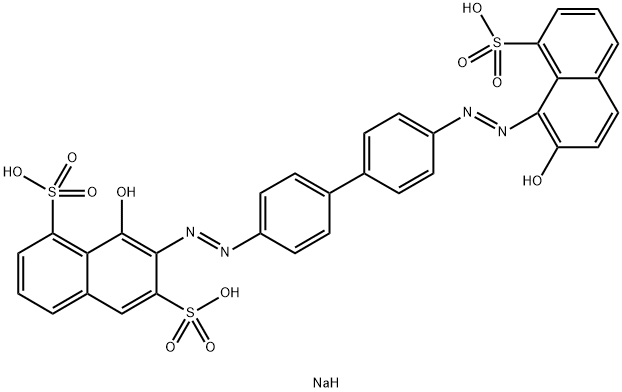 4-Hydroxy-3-[[4'-[(2-hydroxy-8-sodiosulfo-1-naphthalenyl)azo]-1,1'-biphenyl-4-yl]azo]naphthalene-2,5-disulfonic acid disodium salt Struktur