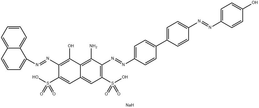 4-Amino-5-hydroxy-3-[[4'-[(4-hydroxyphenyl)azo]-1,1'-biphenyl-4-yl]azo]-6-(1-naphtylazo)-2,7-naphthalenedisulfonic acid disodium salt Struktur