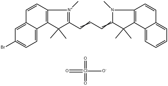 2-[3-(7-Bromo-1,1,3-trimethyl-1,3-dihydrobenzo[e]indol-2-ylidene)propenyl]-1,1,3-trimethyl-1H-benzo[e]indolium perchlorate Struktur