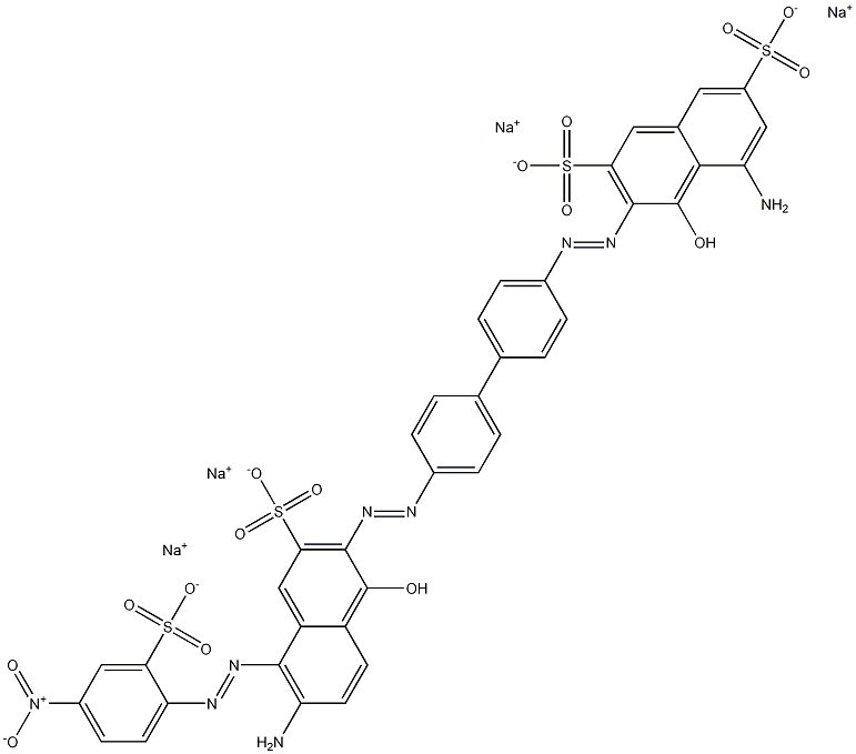 5-Amino-3-[[4'-[[6-amino-1-hydroxy-5-[(4-nitro-2-sulfophenyl)azo]-3-sulfo-2-naphtyl]azo]-1,1'-biphenyl-4-yl]azo]-4-hydroxy-2,7-naphthalenedisulfonic acid tetrasodium salt Struktur