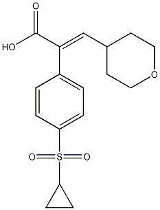 (E)-2-(4-(cyclopropylsulfonyl)phenyl)-3-(tetrahydro-2H-pyran-4-yl)acrylic acid Struktur