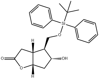 (3aR,4S,5R,6aS)-4-(tert-Butyldiphenylsilyloxy)methyl-5-hydroxy-hexahydro-2H-cyclopenta[b]furan-2-one Struktur