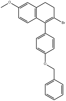 2-Bromo-3,4-dihydro-6-methoxy-1-[4-(phenylmethoxy)phenyl]naphthalene Struktur