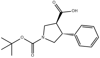 (3S,4R)-1-(tert-butoxycarbonyl)-4-phenylpyrrolidine-3-carboxylic acid Struktur