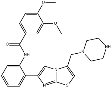 3,4-dimethoxy-N-(2-(3-(piperazin-1-ylmethyl)imidazo[2,1-b]thiazol-6-yl)phenyl)benzamide Struktur