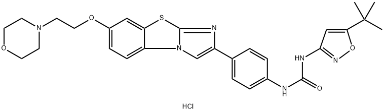 N-[5-(1,1-Dimethylethyl)-3-isoxazolyl]-N'-[4-[7-[2-(4-morpholinyl)ethoxy]imidazo[2,1-b]benzothiazol-2-yl]phenyl]urea hydrochloride Struktur