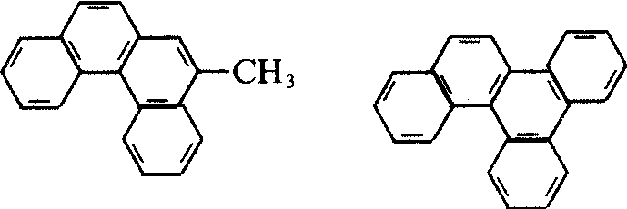 2-甲基-3，4-苯并菲和1，2，3，4-二苯并菲的分子結(jié)構(gòu)式