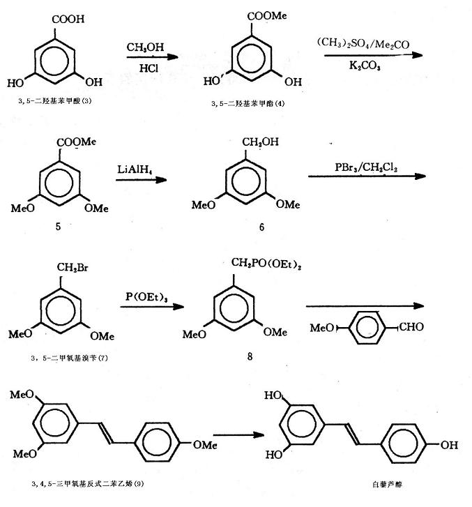 人工合成白藜蘆醇的路線圖