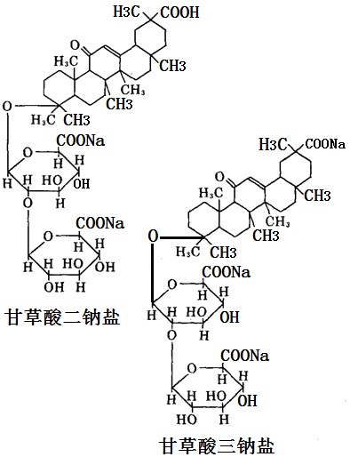 甘草酸二鈉鹽和甘草酸三鈉鹽 化學(xué)結(jié)構(gòu)式