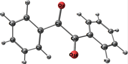 Benzil ball and stick model