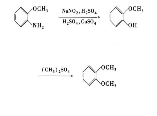 Figure 2. Synthesis route of 1,2-dimethoxybenzene from ortho aminobenzyl ether as raw material.png