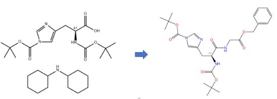 雙叔丁氧羰?；M氨酸二環(huán)己胺鹽的酰胺化反應(yīng)