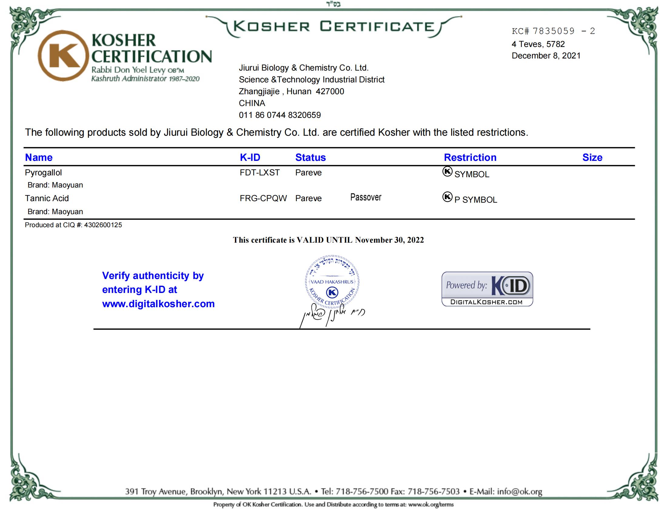 Certificate of accreditation