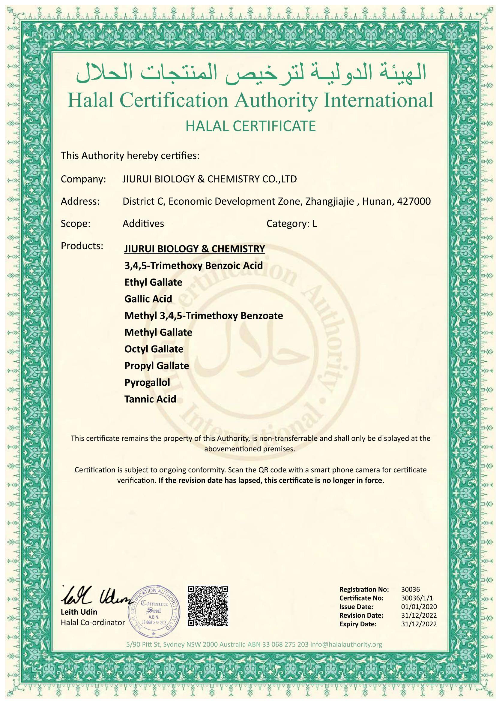 Certificate of accreditation