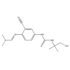 (E)-N'-(2-cyano-4-(3-(1-hydroxy-2-methylpropan-2-yl)thioureido)phenyl)-N,N-dimethylformimidamide