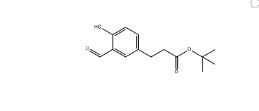 	Benzenepropanoic acid, 3-formyl-4-hydroxy-, 1,1-dimethylethyl ester