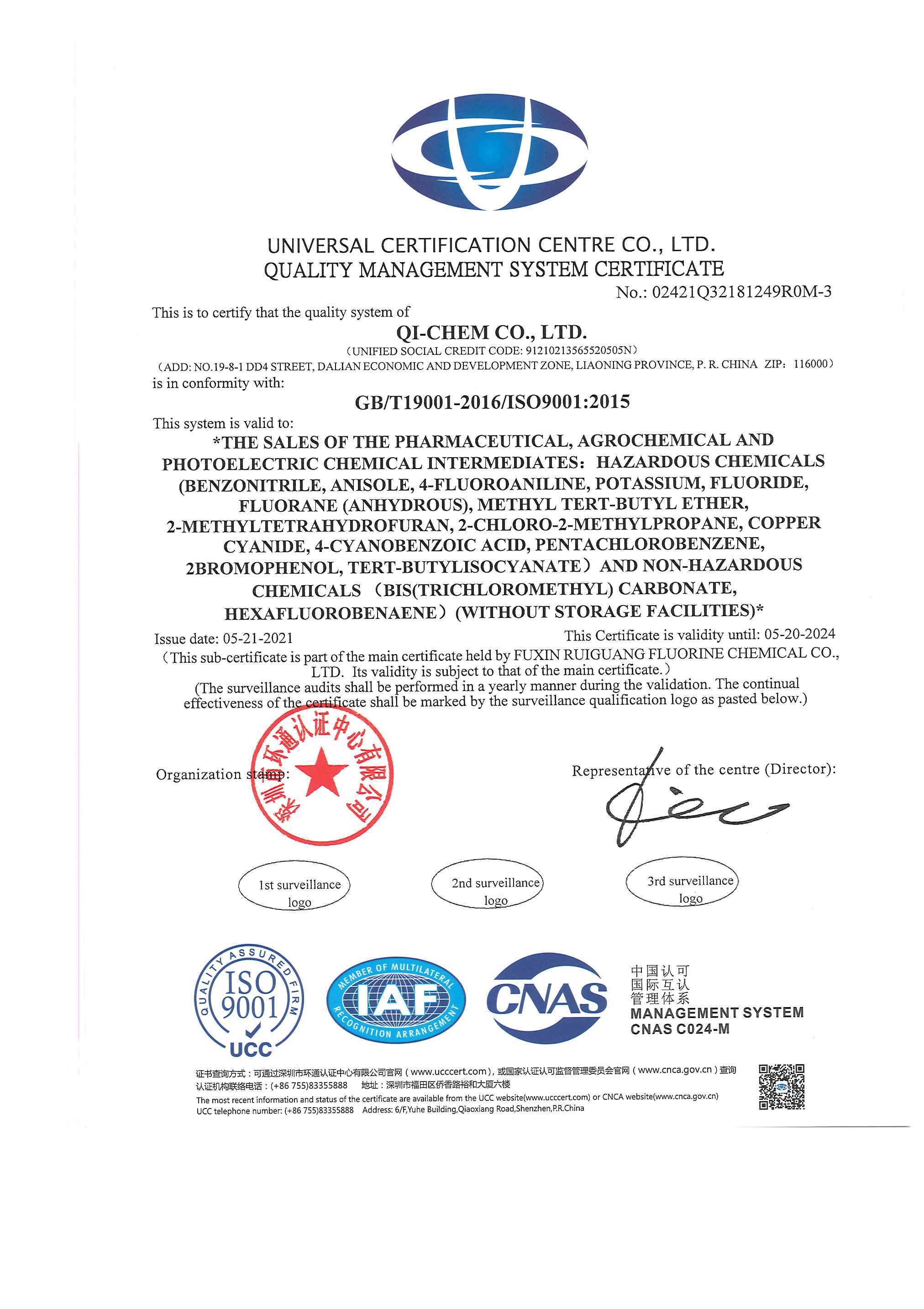 Certificate of accreditation