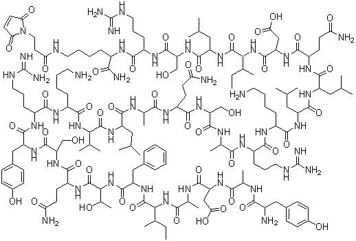 CAS # 863288-34-0, CJC 1295, L-Tyrosyl-D-alanyl-L-alpha-aspartyl-L-alanyl-L-isoleucyl-L-phenylalanyl-L-threonyl-L-glutaminyl-L-seryl-L-tyrosyl-L-arginyl-L-lysyl-L-valyl-L-leucyl-L-alanyl-L-glutaminyl-L-seryl-L-alanyl-L-arginyl-L-lysyl-L-leucyl-L-leucyl-L-glutaminyl-L-alpha-aspartyl-L-isoleucyl-L-leucyl-L-seryl-L-arginyl-N6-[3-(2,5-dihydro-2,5-dioxo-1H-pyrrol-1-yl)-1-oxopropyl]-L-lysinamide