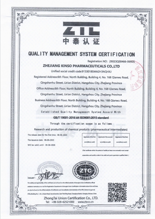 Certificate of accreditation