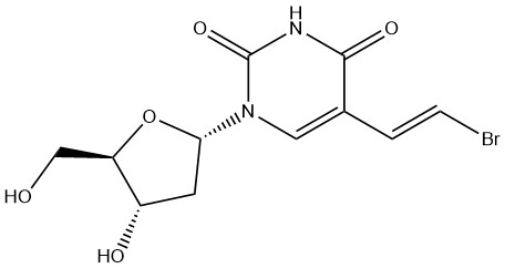 AbsolutestereochemistryshowDoublebondgeometryshowC5-[(1E)-2-Bromoethenyl]-1-(2-deoxy-α-Derythro-pentofuranosyl)-2,4(1H,3H)-pyrimidinedione