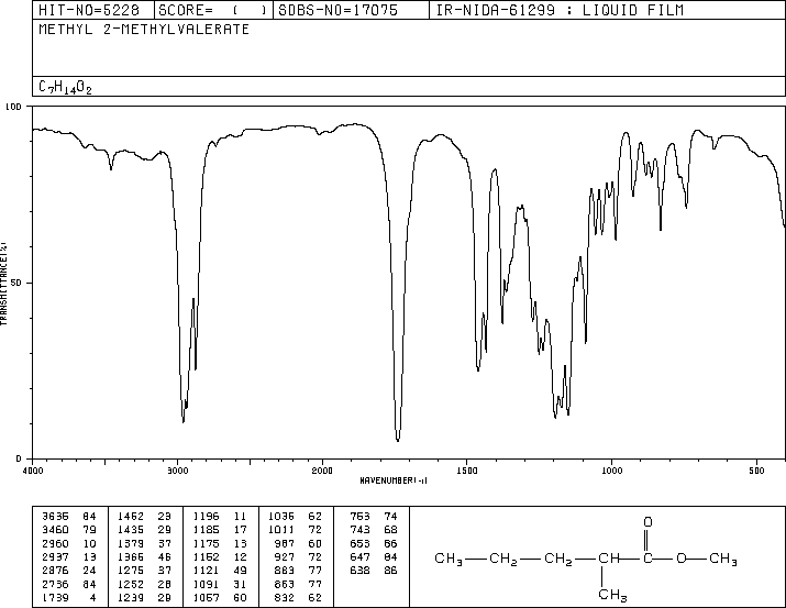 METHYL 2-METHYLPENTANOATE(2177-77-7) IR1