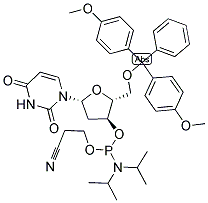 5'-O-(4,4'-DIMETHOXYTRITYL)-2'-DEOXYURIDINE-3'-(2-CYANOETHYL-N,N-DIISOPROPYL)PHOSPHORAMIDITE Struktur