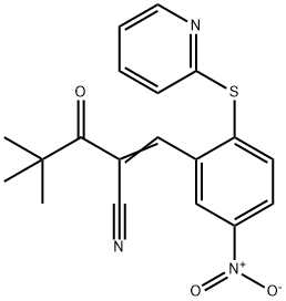 2-(2,2-DIMETHYLPROPANOYL)-3-(5-NITRO-2-(2-PYRIDYLTHIO)PHENYL)PROP-2-ENENITRILE Struktur