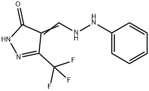 4-[(2-PHENYLHYDRAZINO)METHYLENE]-5-(TRIFLUOROMETHYL)-2,4-DIHYDRO-3H-PYRAZOL-3-ONE Struktur