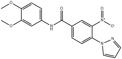 N-(3,4-DIMETHOXYPHENYL)-3-NITRO-4-(1H-PYRAZOL-1-YL)BENZENECARBOXAMIDE Struktur