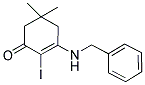 2-IODO-5,5-DIMETHYL-3-(BENZYLAMINO)CYCLOHEX-2-EN-1-ONE Struktur