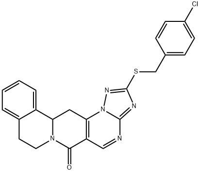 2-[(4-CHLOROBENZYL)SULFANYL]-8,9,13B,14-TETRAHYDRO-6H-[1,2,4]TRIAZOLO[5'',1'':2',3']PYRIMIDO[4',5':4,5]PYRIDO[2,1-A]ISOQUINOLIN-6-ONE Struktur