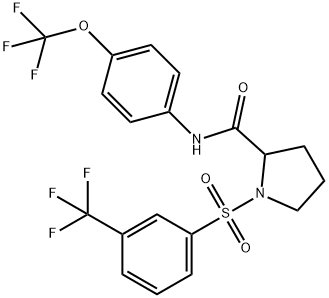 N-[4-(TRIFLUOROMETHOXY)PHENYL]-1-([3-(TRIFLUOROMETHYL)PHENYL]SULFONYL)-2-PYRROLIDINECARBOXAMIDE Struktur