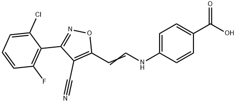 4-((2-[3-(2-CHLORO-6-FLUOROPHENYL)-4-CYANO-5-ISOXAZOLYL]VINYL)AMINO)BENZENECARBOXYLIC ACID Struktur