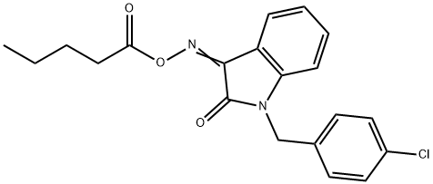 1-(4-CHLOROBENZYL)-3-[(PENTANOYLOXY)IMINO]-1,3-DIHYDRO-2H-INDOL-2-ONE Struktur