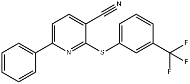 6-PHENYL-2-([3-(TRIFLUOROMETHYL)PHENYL]SULFANYL)NICOTINONITRILE Struktur