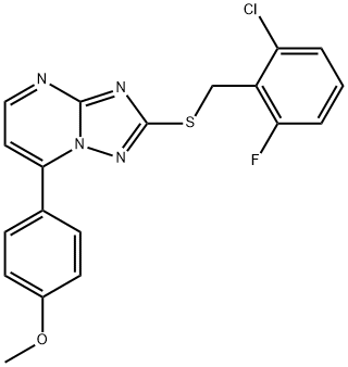 2-[(2-CHLORO-6-FLUOROBENZYL)SULFANYL]-7-(4-METHOXYPHENYL)[1,2,4]TRIAZOLO[1,5-A]PYRIMIDINE Struktur