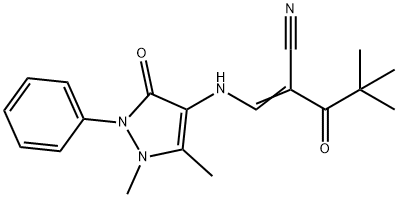 3-((2,3-DIMETHYL-5-OXO-1-PHENYL(3-PYRAZOLIN-4-YL))AMINO)-2-(2,2-DIMETHYLPROPANOYL)PROP-2-ENENITRILE Struktur