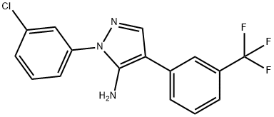 1-(3-CHLOROPHENYL)-4-[3-(TRIFLUOROMETHYL)PHENYL]-1H-PYRAZOL-5-AMINE Struktur