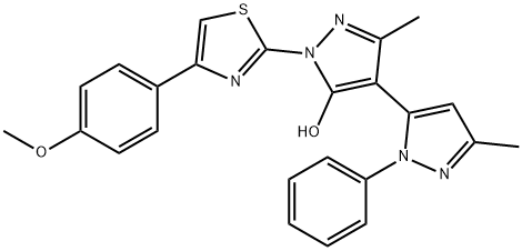 3,3'-DIMETHYL-1-(4-(4-METHOXYPHENYL)-2-THIAZOLYL)-1'-PHENYL-5-HYDROXY[4,5']-BIPYRAZOL Struktur