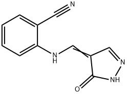 2-([(5-OXO-1,5-DIHYDRO-4H-PYRAZOL-4-YLIDEN)METHYL]AMINO)BENZENECARBONITRILE Struktur