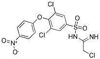 N1-(2-CHLOROETHANIMIDOYL)-3,5-DICHLORO-4-(4-NITROPHENOXY)BENZENE-1-SULFONAMIDE Struktur