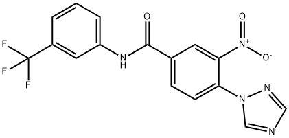 3-NITRO-4-(1H-1,2,4-TRIAZOL-1-YL)-N-[3-(TRIFLUOROMETHYL)PHENYL]BENZENECARBOXAMIDE Struktur