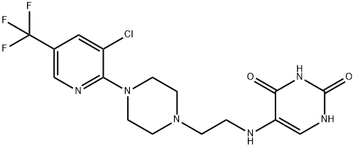 5-[(2-(4-[3-CHLORO-5-(TRIFLUOROMETHYL)-2-PYRIDINYL]PIPERAZINO)ETHYL)AMINO]-2,4(1H,3H)-PYRIMIDINEDIONE Struktur