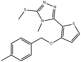 4-METHYL-3-(3-[(4-METHYLBENZYL)OXY]-2-THIENYL)-5-(METHYLSULFANYL)-4H-1,2,4-TRIAZOLE Struktur