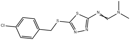 N'-(5-[(4-CHLOROBENZYL)SULFANYL]-1,3,4-THIADIAZOL-2-YL)-N,N-DIMETHYLIMINOFORMAMIDE Struktur